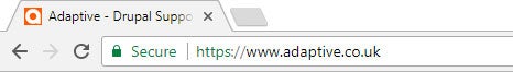 An example of the more reassuring 'Secure' message on websites running under https