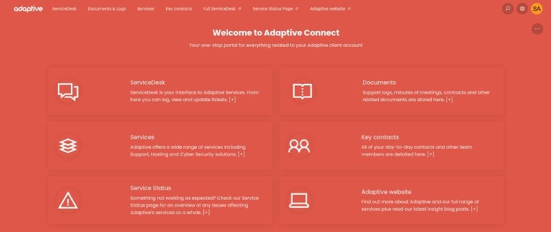 Adaptive's CONNECT customer portal