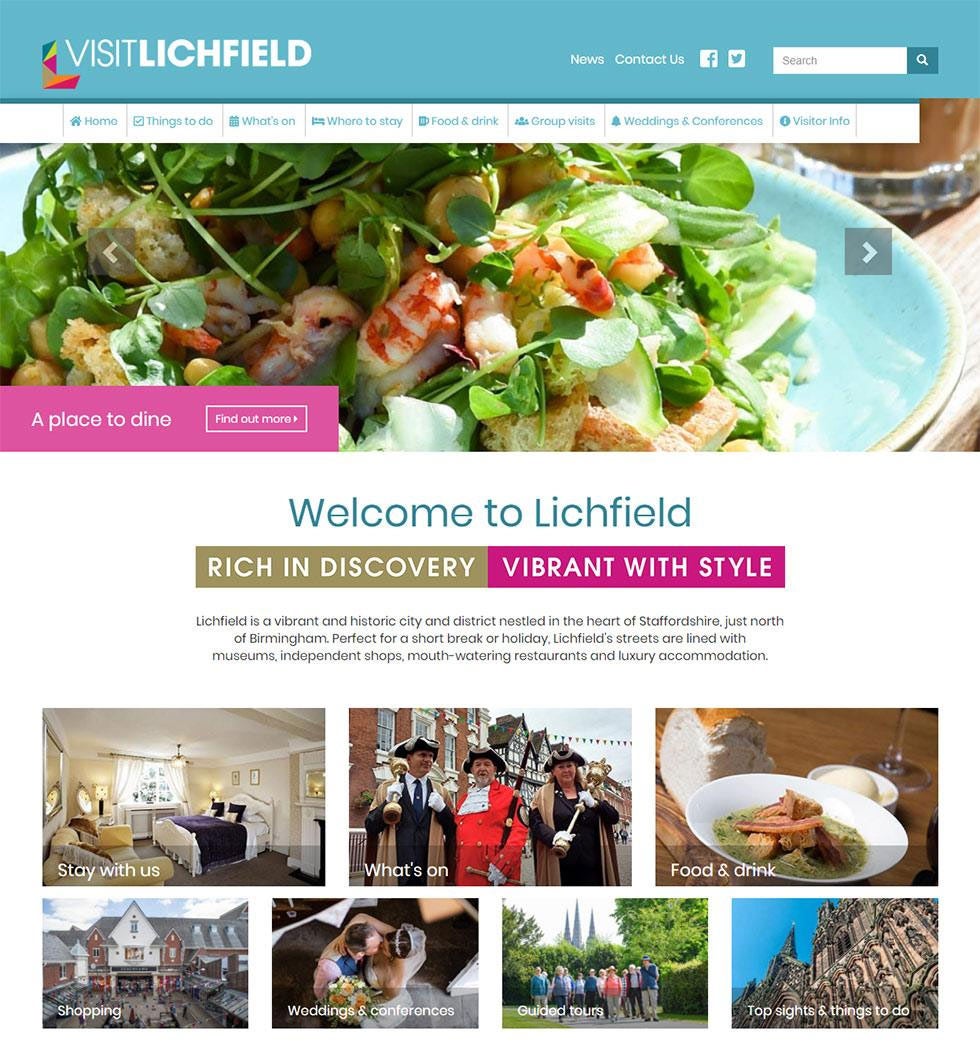 The new Visit Lichfield website, designed and built in Drupal 8 by Adaptive